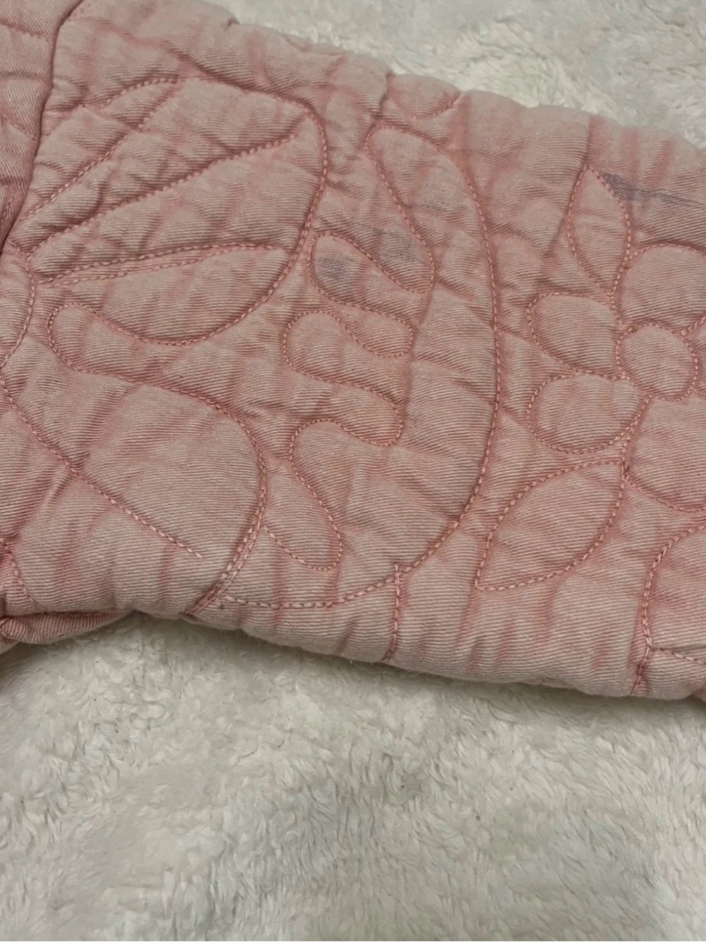 Anthropologie Floral Quilted Full Zip Jacket Coat Women’s Extra Small Dusty Pink - Picture 5 of 8